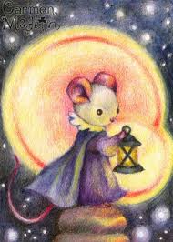 Fantasy Mouse Art Magical Night Art Mouse Illustration Card Art