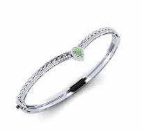 925 Silver Pear Green Diamond Bangle Ozeanoa
