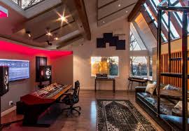 Vaulted Ceiling And Skylights Love This Home Studio Setup Studio Interior Home Music Rooms