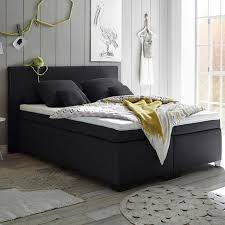 Boxspringbett Aus Schwarzem Textilstoff Mit Silbernen Fussen Kinderzimmer Tapete Boxspringbett Tagesdecke