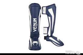 Venum Elite Shinguards Navy White Mmahq