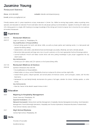 waiter & waitress resume sample