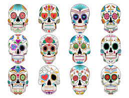 Sugar Skull Clip Art Set Of 12 Colorful Sugar Skulls Png Etsy In 2021 Sugar Skull Clip Art Skull