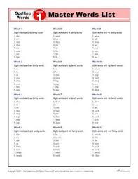 K12reader First Grade Master Spelling List First Grade Spelling Grade Spelling Spelling Words List