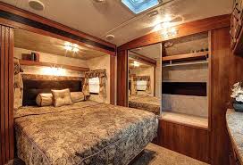This is a travel trailer space saving idea since most motorhomes don't have bunk beds. Keystone Rv Like The Shelf Above The Bed And The Headboard Modern Bedroom Design Bedroom Design Modern Bedroom