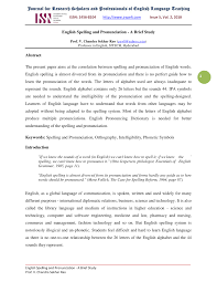 Pdf English Spelling And Pronunciation A Brief Study