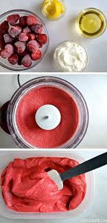 Bliss Healthy Quick Frozen Strawberry Yogurt I Swapped The Strawberries For A Frozen Summer F Frozen Yogurt Recipes Yogurt Recipes Food Processor Recipes