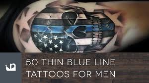 The thin blue line is a symbol that represents our law enforcement who stand between good and evil. 50 Thin Blue Line Tattoos For Men Youtube
