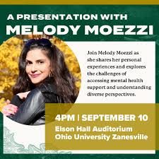 Please join Ohio University Zanesville and Zane State College for an  inspiring presentation by renowned writer Melody Moezzi. This event will  take place