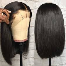 Straighten your hair and then comb the majority of it to one side of your hair. Amazon Com Andrai Hair Short Bob Straight Lace Front Wigs Glueless Lace Wig Synthetic Heat Resistant Fiber Natural Straight Black Hair Wig With Baby Hair For Black Women 14 Inch Beauty