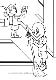 Malvorlagen für kinder zum ausdrucken. Tolle Malvorlage Kinder Helfen Im Haushalt Kostenlose Ausmalbilder