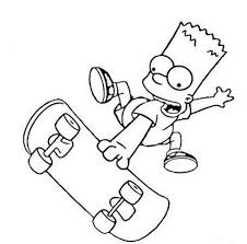 Simpson Doing Skateboard Coloring Pages Bart Simpson Art Outline Art Coloring Pages