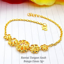 We are known as pusat emas murah, 100% bumiputras and the leader of jewelry store offers free wage charge with high quality 916 gold Rantai Tangan Sauh Bunga Emas 3g
