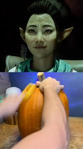 Carving up some #DragonAge magic with Bellara Lutare, the Veil Jumper! 🎃  #SponsoredbyEA #Veilguard , #halloween #pumpkin #pumpkincarver  #pumpkincarving