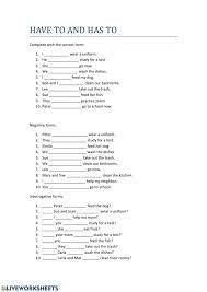 Have To Online Worksheet For Grade 3 You Can Do The Exercises Online Or Download The Work In 2021 Worksheets Worksheets For Grade 3 English As A Second Language Esl