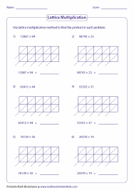 lattice multiplication worksheets and grids