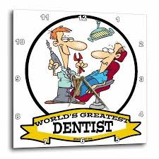 3drose Funny Worlds Greatest Dentist Cartoon Wall Clock 15 By 15 Inch Dentist Cartoon Dentist Dentist Humor