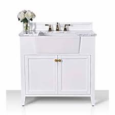 We absolutely love our new vanity! 36 Adeline Bath Vanity In Multiple Finishes With Italian Carrara White Marble Vanity Top And White Undermount Farmhouse Basin With Gold Hardware Measuring 36 W X 20 1 8 D X 34 5 8 H By Ancerre Designs
