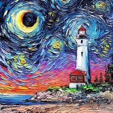 Artist S Painting Gets Mistaken For A Van Gogh So She Creates Brilliant Starry Night Series Part Ii Starry Night Art Lighthouse Art Night Art
