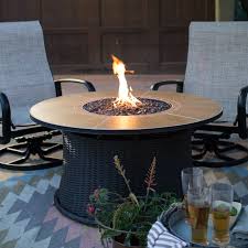 Red Ember Meridian 43 In Round Propane Fire Pit Outdoor Fire Pit Round Propane Fire Pit Gas Firepit