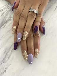 Purple And Gold Purple Acrylic Nails Gold Acrylic Nails Gold Nails