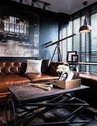 Up Close Look At Masculine Industrial Loft Design The Blinds On The Windows Are Perfec Industrial Living Room Design Rustic Industrial Living Room Home Decor