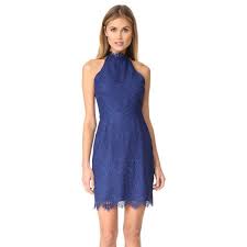 Bb Dakota Cherie High Neck Lace Dress 105 Liked On Polyvore Featuring Dresses Deep Blue Short Blue Dress Short Scalloped Lace Dress High Neck Lace Dress