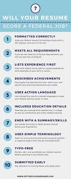 Will Your Resume Score A Federal Job Infographic Off The Clock Resumes Federal Resume Resume Tips No Experience Resume Skills