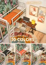 Sims 4 bunk bed cc & mods for all ages · 10. Simsulani Bunk Bed Recolor Of The White Bunk Beds In 2021 Sims House Sims 4 House Design Sims 4