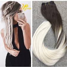 Hair extensions ash blonde ombre. Balayage Platinum Blonde 60 Remy Ombre Clip In Human Hair Extensions Full Head Ugea Balayage Blonde Hair Extensions Human Hair Extensions Baylage Hair