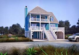 Coastal cabin on stilts with ocean views. Beach House Plans Chatham Design Group