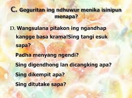 Geguritan ing dhuwur iku nerangake bab apa? Standar Kompetensi Memahami Berbagai Wacana Lisan Sastra Dan Budaya Jawa Dari Berbagai Sumber Ppt Download