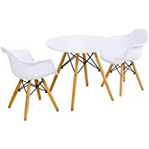 Kids table and chair child activity play set toddlers furniture study desk white. Buy Costzon Kids Mid Century Modern Style Table Set Kids Table And 2 Chair Set Round Table With Armchairs For Toddler Children Kids Dining Table And Chair Set White Table 2 Chairs