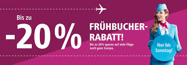 September ihren flug für die ersten drei monate des nächsten jahres buchen. Eurowings Fruhbucher Rabatt 20 Prozent Rabatt Auf Viele Tickets Travelox De