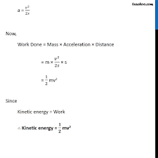 For example, if a an object with a mass of 10 kg (m = 10 kg) is moving at a velocity of 5 meters per second (v = 5 m/s), the kinetic energy is equal to 125 joules, or (1/2 * 10 kg) * 5 m/s 2. Kinetic Energy Definition Formula Examples Teachoo