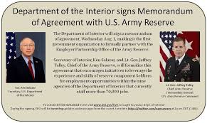 It All Happens Today Dept Of The Interior And Armyreserve Signs Moa For Veteran Employment Don T Miss It Interior Signs Army Reserve Employment