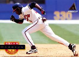 Kicks On Cards Card Of The Week With Deion Sanders Kicks Atlanta Braves Baseball Atlanta Braves