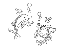 Sea turtle coloring page stock illustration 43917812 pixta. Printable Dolphin And Sea Turtle Coloring Page