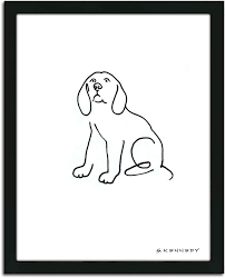 Beagle Line Drawing Framed Wall Art Line Drawing Animal Drawings Dog Line Art