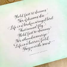 Calligraphy Quote Hold Fast To Dreams Handwritten Poem Etsy Calligraphy Quotes Calligraphy Original Wall Art