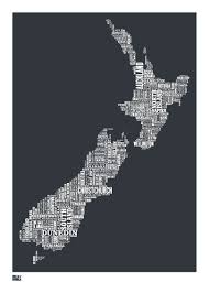 Bold Noble Type Map New Zealand Art Honeymoon In New Zealand Map Of New Zealand