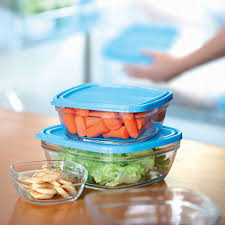 Made in france since 1939, by the company that invented tempered glass. Duralex Freshbox 5 Piece Set Food Storage Container Tempered Glass Square Blue Lid Muller Kitchen And Tableware