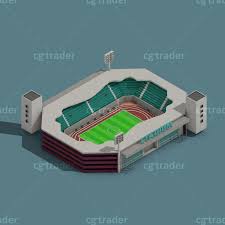 Low Poly Stadium Set Isometric Icon 3d Model Stadium Poly Low Poly