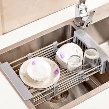 Stainless Steel Adjustable Telescopic Kitchen Over Sink Dish Drying Rack Insert Storage Organizer Fruit Vegetable In 2020 Sink Drying Rack Dish Rack Drying Sink Sizes Ispecle large premium steel dish rack. pinterest