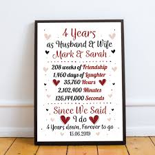 4.5 out of 5 stars. Personalised Wedding Gift 4th Year Anniversary Husband Wife Gift