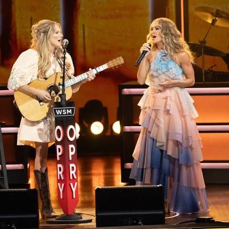 American Idol” winner Hannah Harper (l) made her Grand Ole Opry debut  alongside Carrie Underwood on June 2.