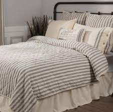 Expertly stitched, this set sports a classic striped pattern that accentuates any aesthetic. Market Place Gray Ticking Stripe Quilt King Piper Classics