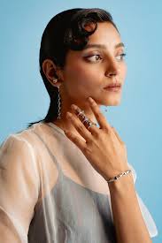 White Finish Baguette Blue Swarovski Ring by ESME at Pernia's Pop Up Shop  2024