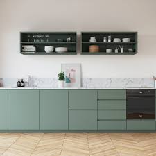 Trois Verts Composent Notre Gamme De 14 Couleurs Parmi Lesquels Le Vert De Gris Une Couleur Smoky Qui Meuble Cuisine Interieur De Cuisine Idee Deco Cuisine