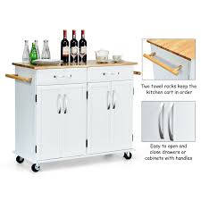 We would like to show you a description here but the site won't allow us. Wood Top Rolling Kitchen Trolley Island Cart Storage Cabinet White 48 5 X 18 5 X 36 5 L X W X H On Sale Overstock 30089933